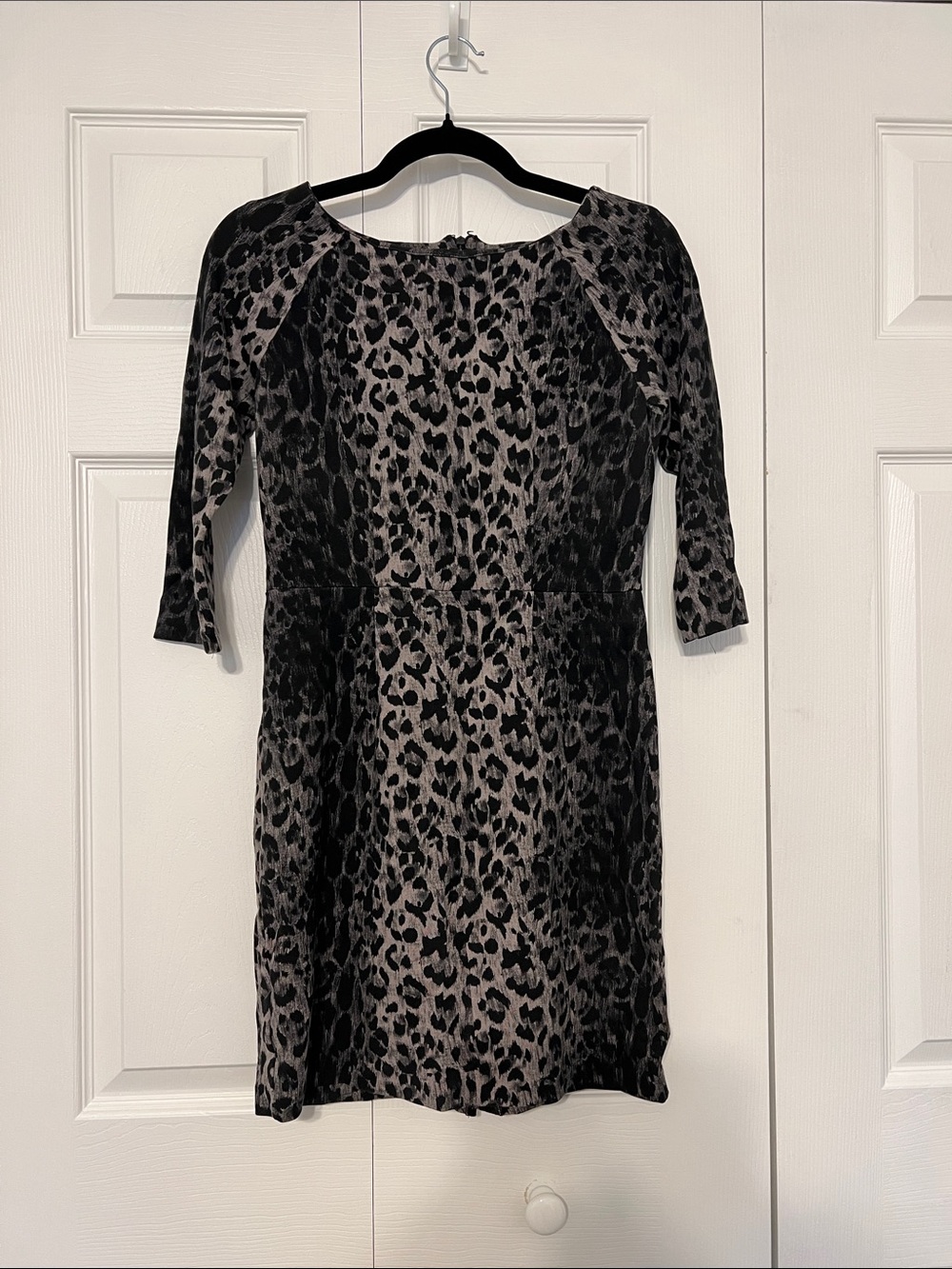 The Limited Black and Gray Leopard-Print Long Sleeve Dress